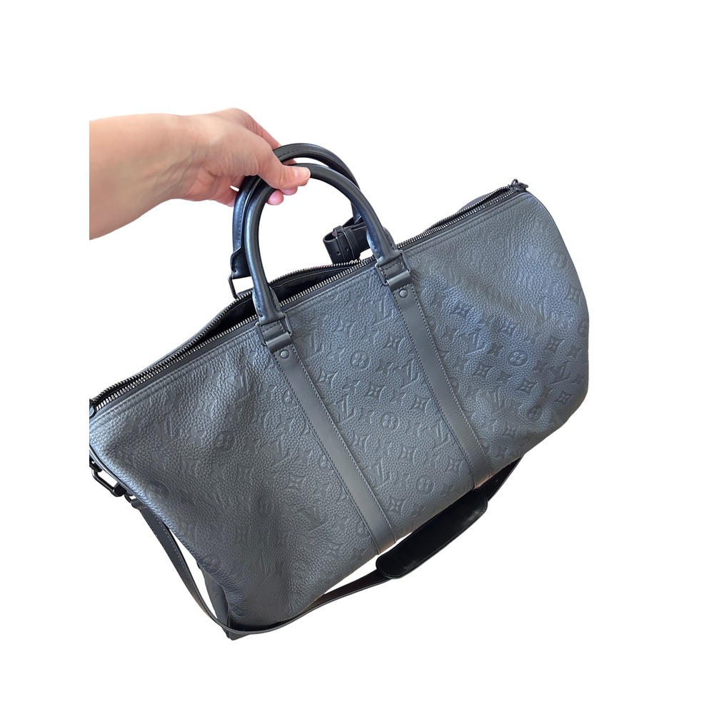 Louis Vuitton Monogram Empreinte Keepall Bandouliere 50 Black Leather Duffel Bag